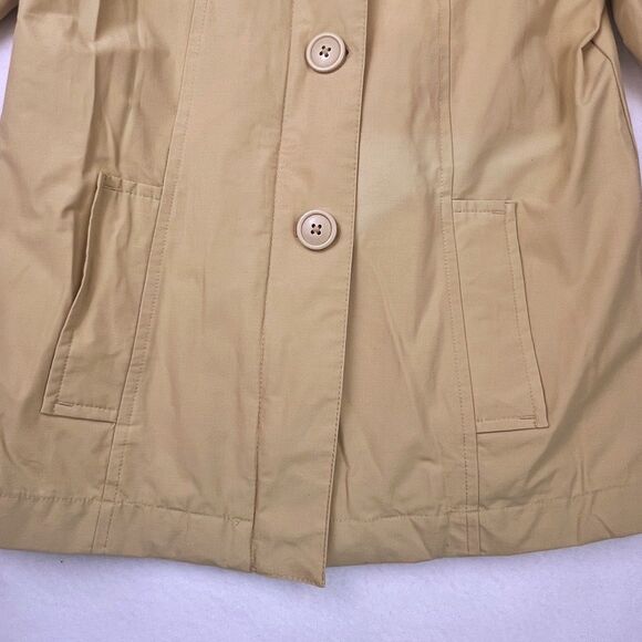 Lands' End Girl’s Khaki Trench Coat M 5-6 Single Breasted Inverted Pleat Lined - Picture 12 of 12